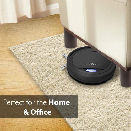  Pure Clean PURE CLEAN PUCRC26B.5 Automatic Robot Auto Vacuum - Home Cleaning - Cleaner Bot Self Detects Stairs - HEPA Filter Pet Hair Allergies Friendly, Black