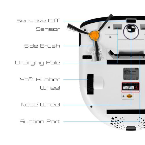  Pure Clean Robot Vacuum Cleaner - Low Profile Cleans Pet Hair Under Furniture - Automatic Robo Charge Dock - Thin Robotic Auto Home Sweeper Vac for Clean Tile, Carpet, Hardwood Flo