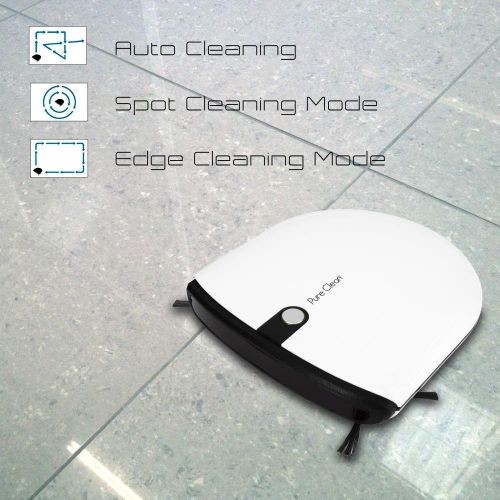  Pure Clean Robot Vacuum Cleaner - Low Profile Cleans Pet Hair Under Furniture - Automatic Robo Charge Dock - Thin Robotic Auto Home Sweeper Vac for Clean Tile, Carpet, Hardwood Flo