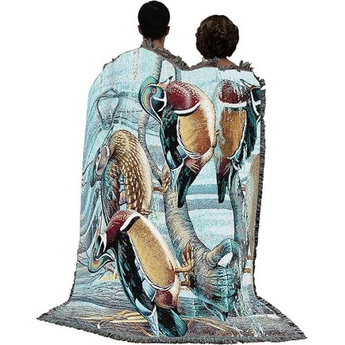  Pure Country Weavers Backwater Woodies Blanket by Cynthie Fisher - Ducks Lake Lodge Cabin Gift Tapestry Throw Woven from Cotton - Made in The USA (72x54)