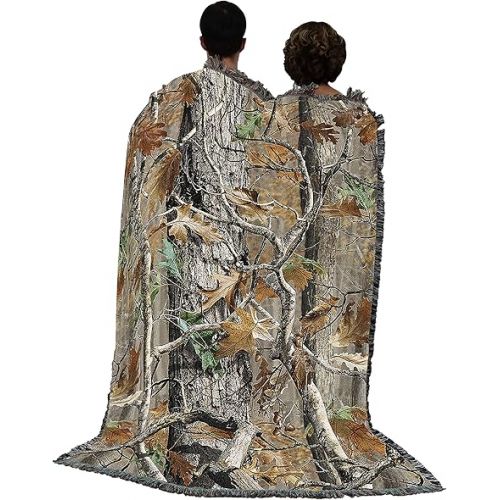  Pure Country Weavers Oak Woods Camo Blanket - Lodge Cabin Gift Tapestry Throw Woven from Cotton - Made in The USA (72x54)