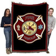 Pure Country Weavers Firefighter Shield Tapestry 72 x 54 100% Cotton Throw Blanket with Fringe