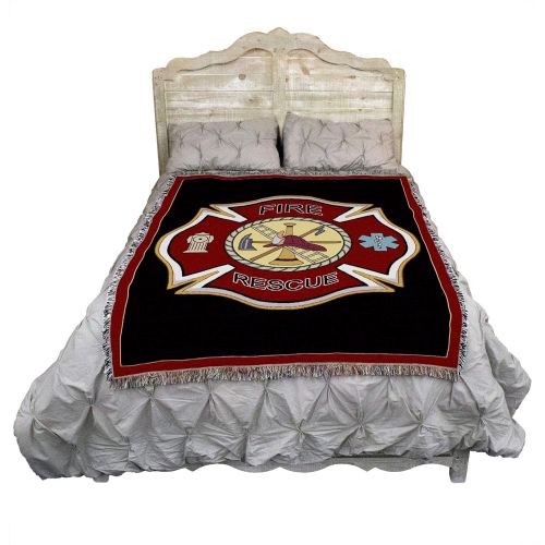  Pure Country Weavers Firefighter Shield Tapestry 72 x 54 100% Cotton Throw Blanket with Fringe