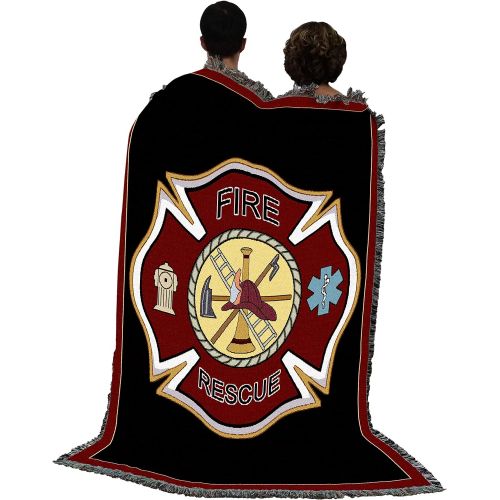  Pure Country Weavers Firefighter Shield Tapestry 72 x 54 100% Cotton Throw Blanket with Fringe