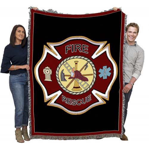  Pure Country Weavers Firefighter Shield Tapestry 72 x 54 100% Cotton Throw Blanket with Fringe