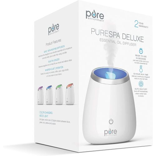  [아마존핫딜][아마존 핫딜] Pure Enrichment PureSpa Deluxe Ultrasonic Essential Oil Diffuser - 120ml Water Tank Lasts Up to 10 Hours While Generating Mood-Boosting Ions - Includes Optional Color-Changing Ligh