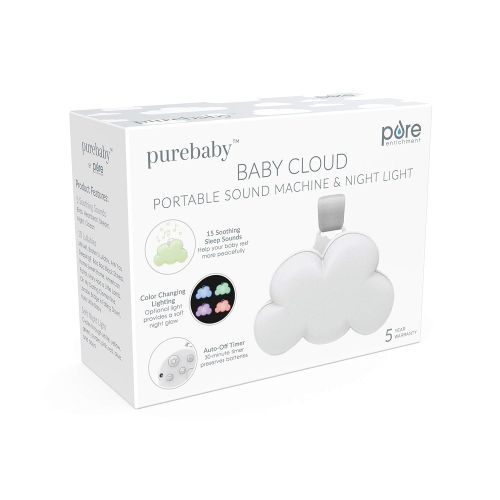  Pure Enrichment Baby Cloud Portable Sound Machine and Color-Changing Night Light - Plays 15 Soothing Sounds Including 5 Nature Sounds and 10 Lullabies to Create a Relaxing Ambiance