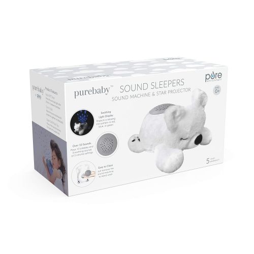  Pure Enrichment PureBaby Sound Sleepers Portable Sound Machine & Star Projector - Plush Sleep Aid for Baby and Toddlers with Soothing Night Light Display, 10 Lullabies, White Noise, and Heartbeat