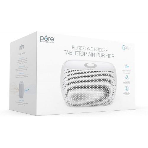  Pure Enrichment PureZone Breeze Tabletop 2-in-1 Air Purifier - True HEPA Filter Cleans Air, Helps Alleviate Allergies, Removes Pet Hair, & Smoke - Ideal for Home, Bedroom, & Offi