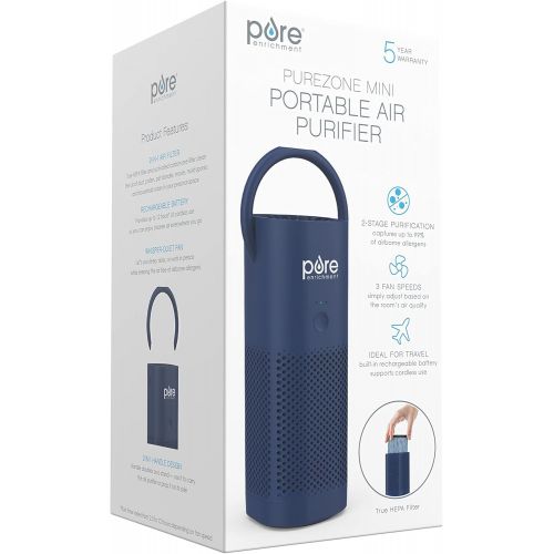  Pure Enrichment PureZone Mini Portable Air Purifier - True HEPA Filter Cleans Air, Helps Alleviate Allergies, Eliminates Smoke & More ? Ideal for Traveling, Home, and Office Use (B