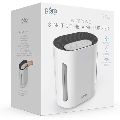  Pure Enrichment PureZone Medium-Large Room Air Purifier, UV-C Light, 3 Stage Filtration, True HEPA Filter Helps Reduce Bacteria, Smoke, Germs, Pollen, Dust, Odors, Allergens, Mol