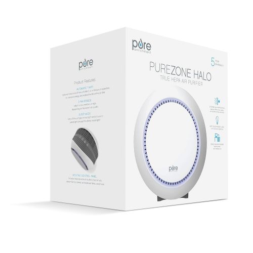  Pure Enrichment PureZone Halo 2-in-1 True HEPA Air Purifier for Home, Office, Bedroom and Desktops with 3 Fan Speeds, Auto-Off Timer and Night Light - Eliminates Dust, Pollen, Pet