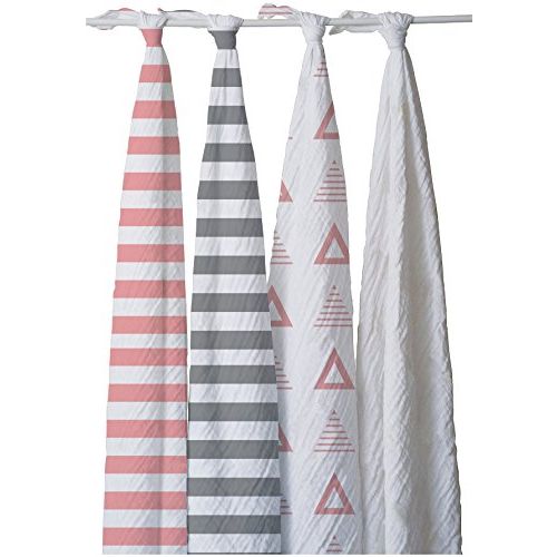  Pure Fiber Striped Swaddle Set, Pink