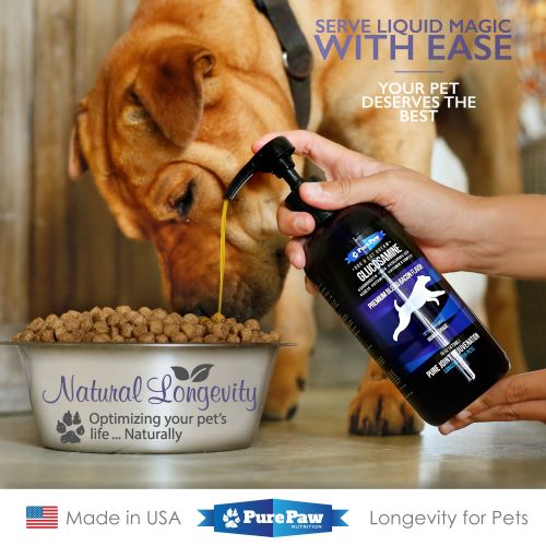  Pure Paw Nutrition Glucosamine Chondroitin for Dogs and Cats → Premium Hip and Joint Care Food Supplement → Pet Vitamins to Extend Your Puppy or Seniors Mobility → Advanced Liquid Arthritis Pain Reli