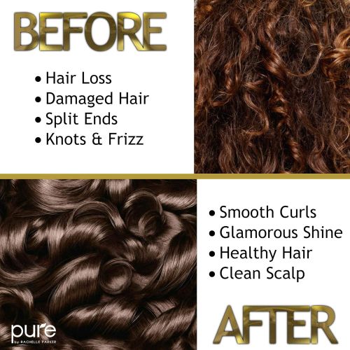  [아마존 핫딜] Pure by Rachelle Parker Curly Hair Shampoo and Conditioner Set for Curly Hair. Increase Hydration & Gloss. Repairs & Strengthens Hair for Smooth, Bouncy Curls. Sulfate & Paraben Free.Curly Hair Leave in C