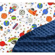 PureCottonStudio Space Baby Blanket - planets and rockets - out of this world - baby boy blanket minky - spaceship - little astronaut - NASA - space nursery