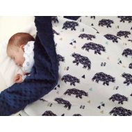PureCottonStudio Modern Baby Blanket - geometric bears - navy blue baby blanket - baby bear blanket - into the wild - wild baby blanket - be wild nursery