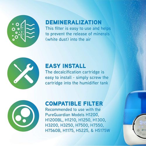  [아마존베스트]Guardian Technologies Pure Guardian FLTDC20 Humidifier Demineralization Filter, Cartridge #2, 700 Hrs. Run Time, Prevents Release of Minerals Into Air, Fights White Dust, Easy Application to PureGuardia