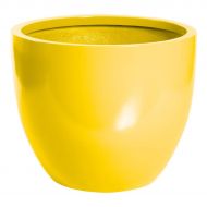 PureModern PurePots Bowl 2110, Large Modern Round Planter & Plant Pot - Indoor & Outdoor| Hand Crafted Commercial Grade Fiberglass | UV Resistant Paint (Yellow/Drainage Hole/Small)