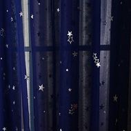 [아마존베스트]pureaqu Kids Room Window Curtain Sheer Decoration Rod Pocket Process Silver Star Voile Curtain/Drapes (1 Panel W39xH63)