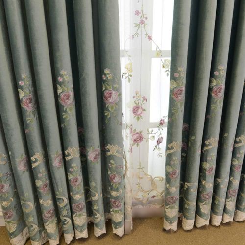  Pureaqu pureaqu 1 Panel Luxury European Style Curtains Embroidered Floral Grommet Top Curtain Fabric For Living Room Semi Blackout Darkening Window DrapesTreatment for Bedroom W75 x H84 I