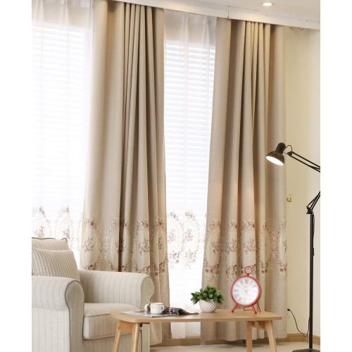  Pureaqu pureaqu 1 Panel Luxury European Style Curtains Embroidered Floral Grommet Top Curtain Fabric For Living Room Semi Blackout Darkening Window DrapesTreatment for Bedroom W75 x H84 I