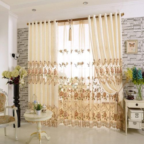  Pureaqu pureaqu 1 Panel Luxury European Style Curtains Embroidered Floral Grommet Top Curtain Fabric For Living Room Semi Blackout Darkening Window DrapesTreatment for Bedroom W75 x H84 I