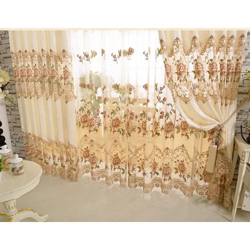  Pureaqu pureaqu 1 Panel Luxury European Style Curtains Embroidered Floral Grommet Top Curtain Fabric For Living Room Semi Blackout Darkening Window DrapesTreatment for Bedroom W75 x H84 I