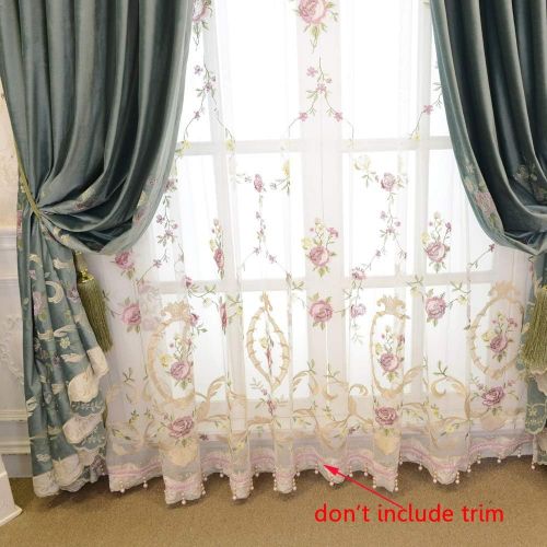  Pureaqu pureaqu 1 Panel Luxury European Style Curtains Embroidered Floral Grommet Top Curtain Fabric For Living Room Semi Blackout Darkening Window DrapesTreatment for Bedroom W75 x H84 I