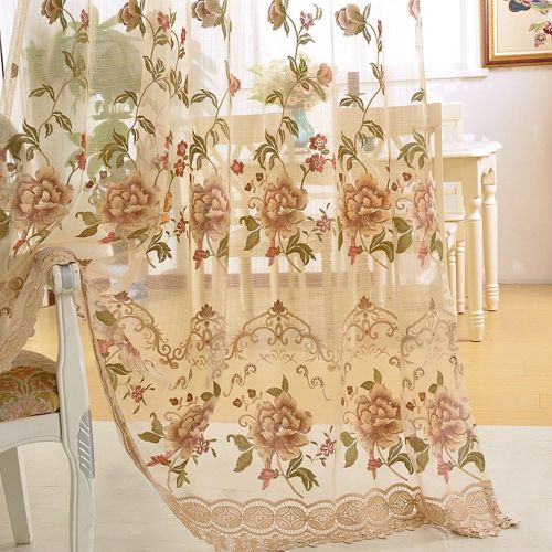  Pureaqu pureaqu 1 Panel Luxury European Style Curtains Embroidered Floral Grommet Top Curtain Fabric For Living Room Semi Blackout Darkening Window DrapesTreatment for Bedroom W75 x H84 I