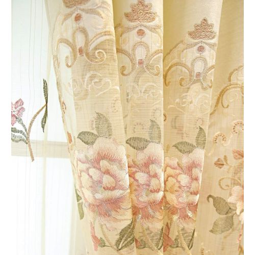  Pureaqu pureaqu 1 Panel Luxury European Style Curtains Embroidered Floral Grommet Top Curtain Fabric For Living Room Semi Blackout Darkening Window DrapesTreatment for Bedroom W75 x H84 I