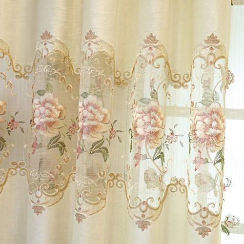  Pureaqu pureaqu 1 Panel Luxury European Style Curtains Embroidered Floral Grommet Top Curtain Fabric For Living Room Semi Blackout Darkening Window DrapesTreatment for Bedroom W75 x H84 I