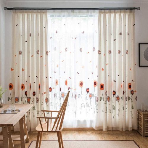  Pureaqu pureaqu 1 Panel Luxury European Style Curtains Embroidered Floral Grommet Top Curtain Fabric For Living Room Semi Blackout Darkening Window DrapesTreatment for Bedroom W75 x H84 I