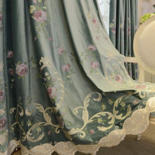  Pureaqu pureaqu 1 Panel Luxury European Style Curtains Embroidered Floral Grommet Top Curtain Fabric For Living Room Semi Blackout Darkening Window DrapesTreatment for Bedroom W75 x H84 I