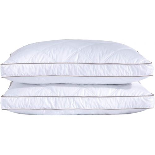  [아마존 핫딜] [아마존핫딜] Puredown puredown Natural Goose Down Feather Sleeping 100% Cotton Pillow Cover Downproof, Standard/Queen, Gusseted 2 Pack