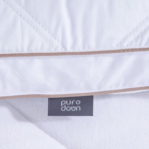  [아마존 핫딜] [아마존핫딜] Puredown puredown Natural Goose Down Feather Sleeping 100% Cotton Pillow Cover Downproof, Standard/Queen, Gusseted 2 Pack