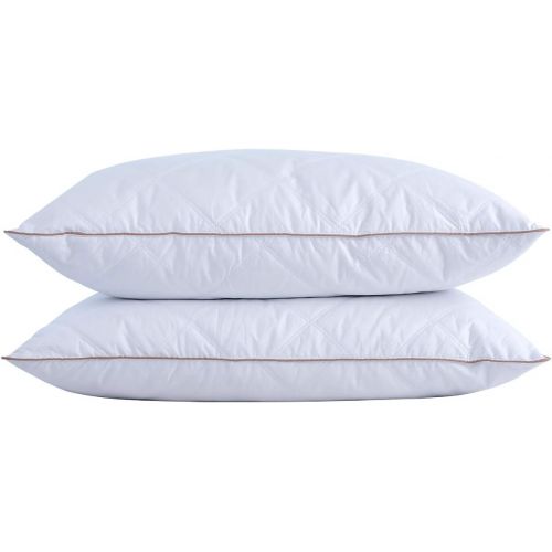  [아마존 핫딜] [아마존핫딜]Puredown puredown Natural Goose Down Feather Pillows for Sleeping Down Pillow 100% Cotton Pillow Cover Downproof (Queen)