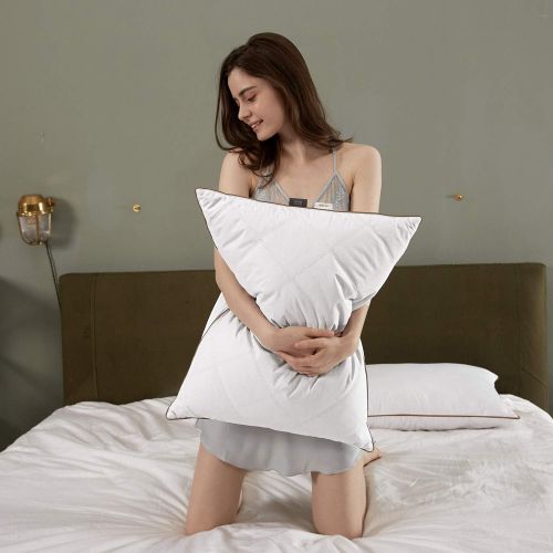  [아마존 핫딜] [아마존핫딜]Puredown puredown Natural Goose Down Feather Pillows for Sleeping Down Pillow 100% Cotton Pillow Cover Downproof (Queen)