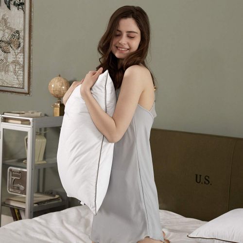  [아마존 핫딜] [아마존핫딜]Puredown puredown Natural Goose Down Feather Pillows for Sleeping Down Pillow 100% Cotton Pillow Cover Downproof (Queen)