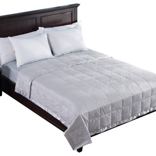  [아마존핫딜][아마존 핫딜] Amazon puredown Lightweight Natural White Down Blanket for Bedding Satin Weave 100% Cotton Grey, King Size