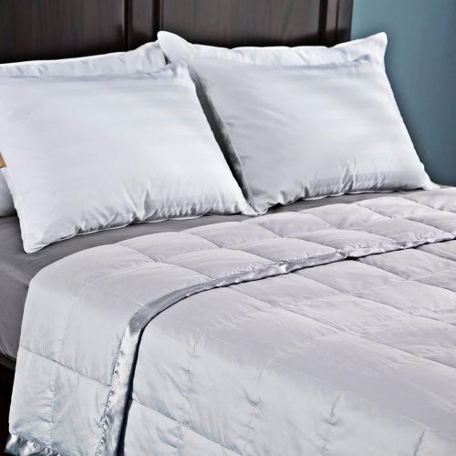  [아마존핫딜][아마존 핫딜] Amazon puredown Lightweight Natural White Down Blanket for Bedding Satin Weave 100% Cotton Grey, King Size