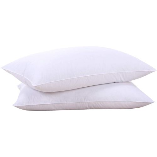  [아마존 핫딜] Puredown puredown Natural Goose Down Feather White Pillow Inserts, 100% Egyptian Cotton Fabric Cover Bed Pillows, Set of 2 King Size