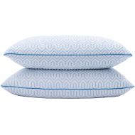 [아마존 핫딜] puredown Natural White Goose Down Feather Cool-Down Pillow with Cooling Ice Silk Cover,Set of 2, Standard