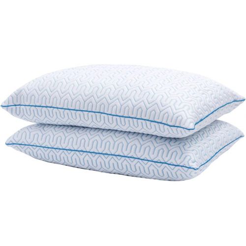  [아마존 핫딜] puredown Natural White Goose Down Feather Cool-Down Pillow with Cooling Ice Silk Cover,Set of 2, Standard