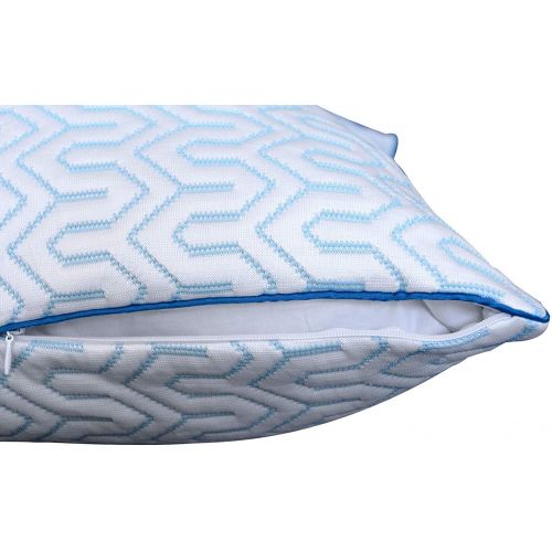  [아마존 핫딜] puredown Natural White Goose Down Feather Cool-Down Pillow with Cooling Ice Silk Cover,Set of 2, Standard