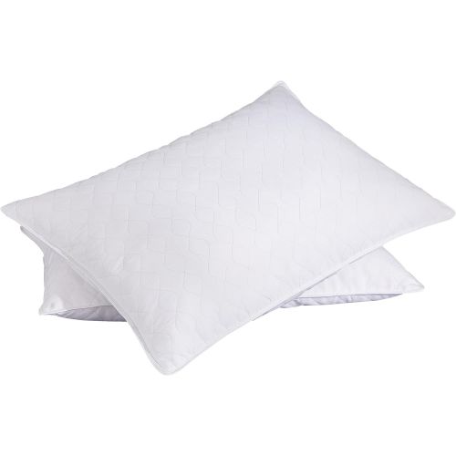  [아마존 핫딜] puredown Goose Feather Pillow for Sleeping Quilted Pillows, Set of 2, White, King Size