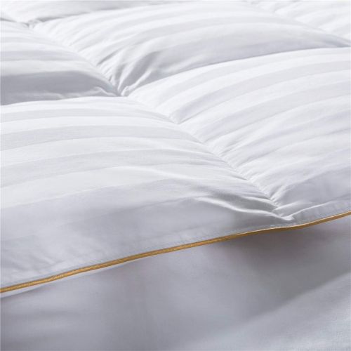  Puredown puredown Goose Down Comforter-600 Fill Power Twin XL-Cotton Shell 500TC-Stripe White