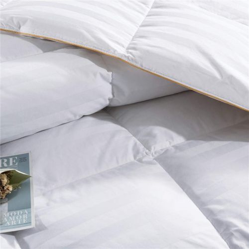  Puredown puredown Goose Down Comforter-600 Fill Power Twin XL-Cotton Shell 500TC-Stripe White