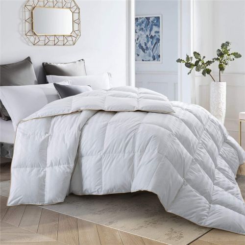  Puredown puredown Goose Down Comforter-600 Fill Power Twin XL-Cotton Shell 500TC-Stripe White