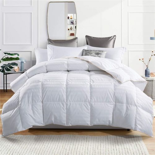  Puredown puredown Goose Down Comforter-600 Fill Power Twin XL-Cotton Shell 500TC-Stripe White